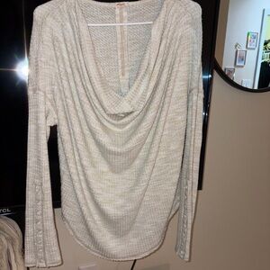 Free People Cream Draped Cowl Neck Top